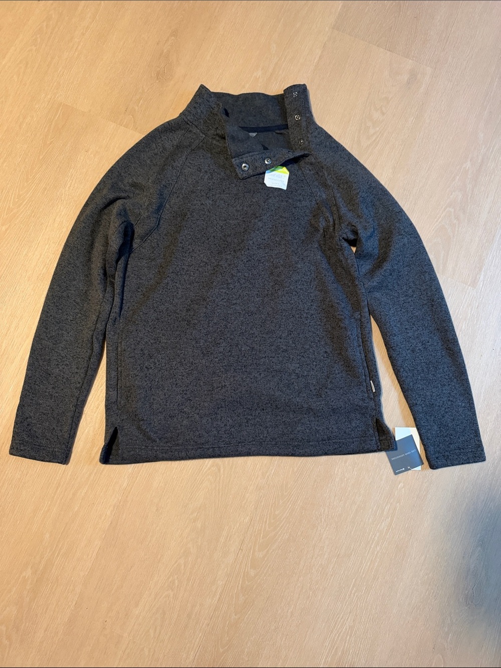 NWT Eddie Bauer Women's Three Snap Button Mock Neck Fleece Sweater size Medium